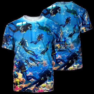 Nova muška ljetna sportska majica s 3d tiskom iz 2022., uniseks ronilačka umjetnička majica s kratkim rukavima, ležerna modna majica kratkih rukava s okruglim izrezom, ulična majica 6xl