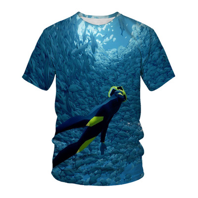 Nova muška ljetna sportska majica s 3d tiskom iz 2022., uniseks ronilačka umjetnička majica s kratkim rukavima, ležerna modna majica kratkih rukava s okruglim izrezom, ulična majica 6xl