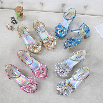 Парти обувки за момичета принцеса Детски сандали Обувки с висок ток с цветни пайети Сандали за момичета с отворени пръсти Летни детски обувки CSH813