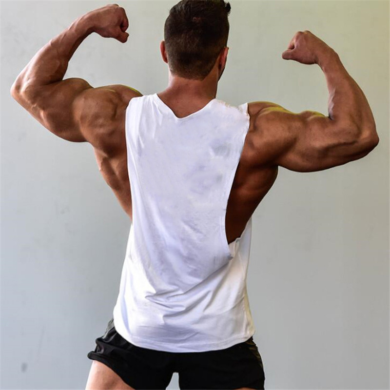 Cămașă fără mâneci pentru bărbați, decupată, vestă pentru gimnastică, cămașă de antrenament goală, tricouri musculare, maiou de culturism, îmbrăcăminte fitness