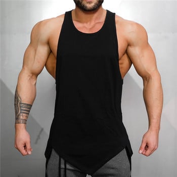 Muscleguys Gym Stringer Ρούχα Bodybuilding Tank Top Ανδρική γυμναστική Μονό αμάνικο πουκάμισο από μασίφ βαμβακερό εσώρουχο μυϊκό γιλέκο