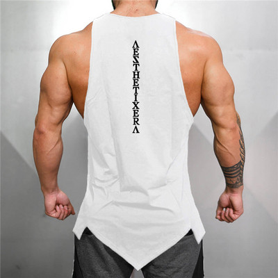 Muscleguys Gym Stringer Imbracaminte Bodybuilding Tank Top Barbati Fitness Singlet Cămașă fără mâneci Tricou din bumbac solid Vestă musculară