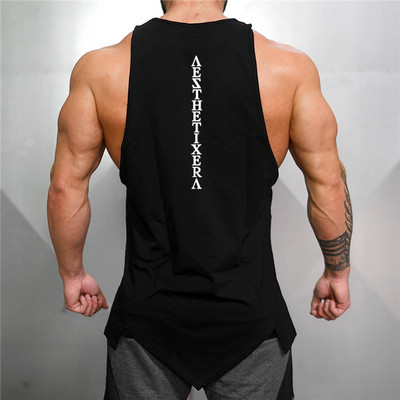 Muscleguys Gym Stringer Imbracaminte Bodybuilding Tank Top Barbati Fitness Singlet Cămașă fără mâneci Tricou din bumbac solid Vestă musculară