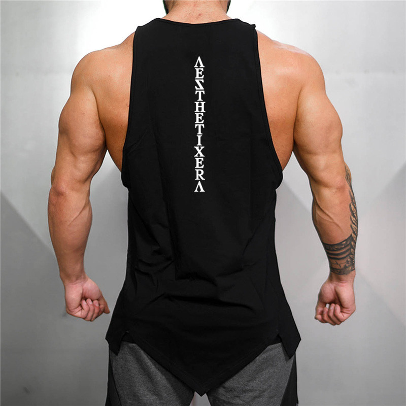 Muscleguys Gym Stringer Imbracaminte Bodybuilding Tank Top Barbati Fitness Singlet Cămașă fără mâneci Tricou din bumbac solid Vestă musculară