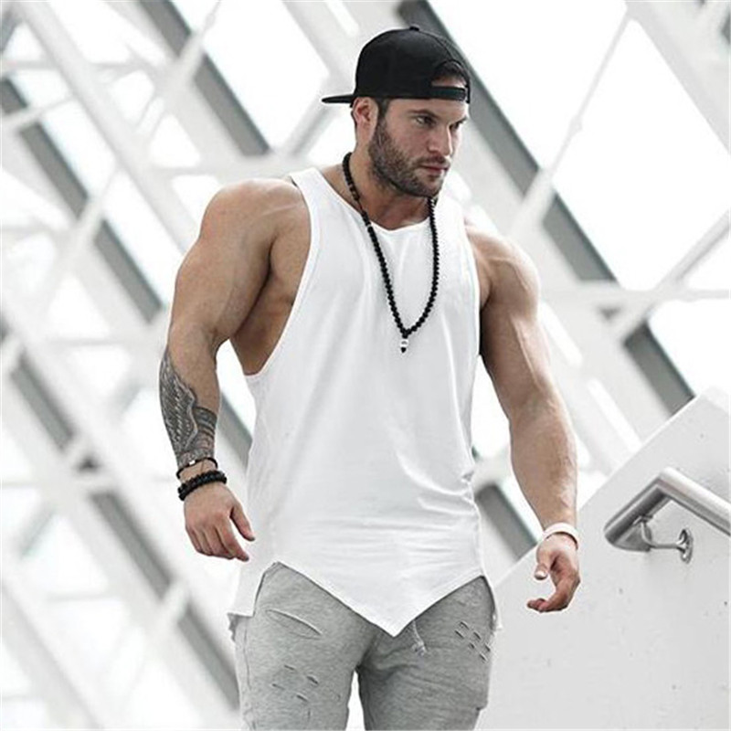 Muscleguys Gym Stringer Imbracaminte Bodybuilding Tank Top Barbati Fitness Singlet Cămașă fără mâneci Tricou din bumbac solid Vestă musculară
