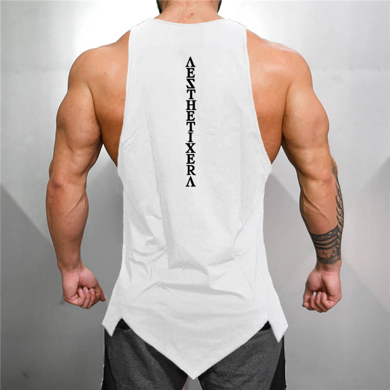 Muscleguys Gym Stringer Imbracaminte Bodybuilding Tank Top Barbati Fitness Singlet Cămașă fără mâneci Tricou din bumbac solid Vestă musculară