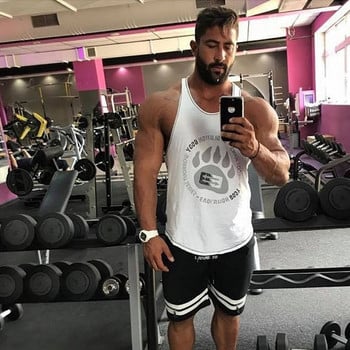 Ανδρική μόδα Αμάνικο Γυμναστήριο Bodybuilding Μυϊκό εσώρουχο Γυμναστήριο Τρέξιμο Αθλητισμός Ανδρικό φανελάκι