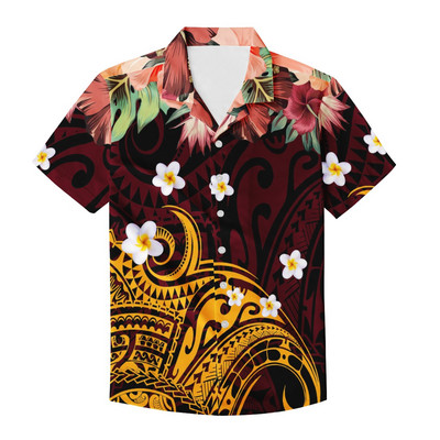 Ανδρικό πουκάμισο 2023 Ανδρικό πουκάμισο Καλοκαιρινή μόδα Harajuku Plus Size Πολυνησιακό Χαβάης Άντρες Χαλαρά, χαλαρά, κοντομάνικα κουμπιά ανδρικά πουκάμισα παραλίας