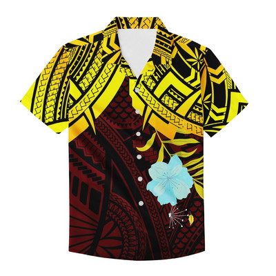 Ανδρικό πουκάμισο 2023 Ανδρικό πουκάμισο Καλοκαιρινή μόδα Harajuku Plus Size Πολυνησιακό Χαβάης Άντρες Χαλαρά, χαλαρά, κοντομάνικα κουμπιά ανδρικά πουκάμισα παραλίας