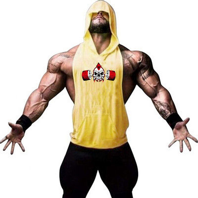 Brand Gym Odjeća Fitness Muška pamučna majica bez rukava s kapuljačom Muška majica bez rukava za bodybuilding.