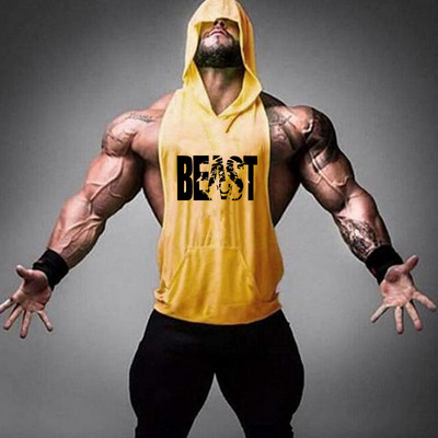 Brand Gym Odjeća Fitness Muška pamučna majica bez rukava s kapuljačom Muška majica bez rukava za bodybuilding.