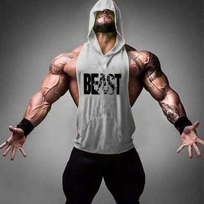 Brand Gym Odjeća Fitness Muška pamučna majica bez rukava s kapuljačom Muška majica bez rukava za bodybuilding.