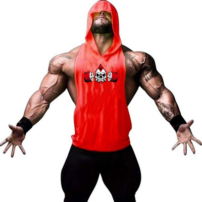 Brand Gym Odjeća Fitness Muška pamučna majica bez rukava s kapuljačom Muška majica bez rukava za bodybuilding.