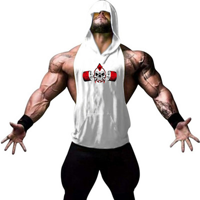 Brand Gym Odjeća Fitness Muška pamučna majica bez rukava s kapuljačom Muška majica bez rukava za bodybuilding.