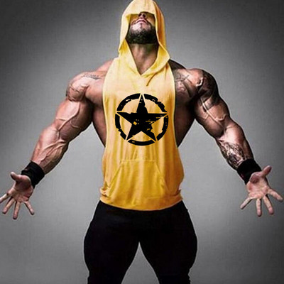 Brand Gym Odjeća Fitness Muška pamučna majica bez rukava s kapuljačom Muška majica bez rukava za bodybuilding.