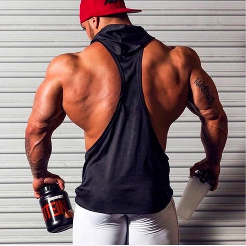 Brand Gym Odjeća Fitness Muška pamučna majica bez rukava s kapuljačom Muška majica bez rukava za bodybuilding.