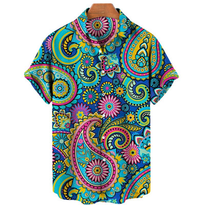 Hawaii meeste särgid 3D-roosa lilledega prinditud rand suveks lühikeste varrukatega mood särgid meestele rannarõivad vabaaja vintage riided