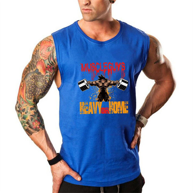 Új divatos pamut ujjatlan ingek Testépítő felső férfi Fitness ing férfi szingulett karton mintás tornatermi mellény fitness férfi