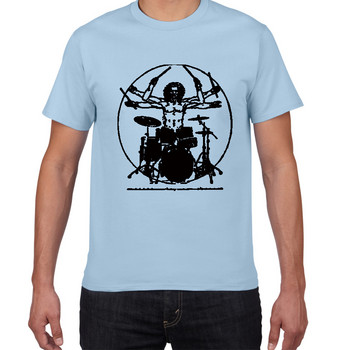 Drums Da Vinci funny T Shirt мъже Vitruvian Man Drummer cotton Vintage Graphic Music Новост Streetwear мъжка тениска men homme