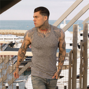 2021 Summer Mens Sleeveless Muscle Guys Brand Gyms Tank Top Mens Bodybuilding and Fitness Clothing Shirt Mens Tops
