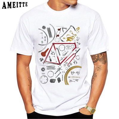 Fixed Gear Bike Skull Classic T-krekls Jauns vasaras vīriešu īsās piedurknes šosejas velosipēds sporta vīrietis balts ikdienas trikotāžas vintage zēnu topi