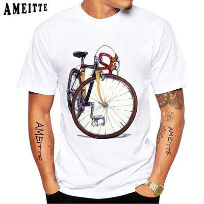 Fixed Gear Bike Skull Classic T-krekls Jauns vasaras vīriešu īsās piedurknes šosejas velosipēds sporta vīrietis balts ikdienas trikotāžas vintage zēnu topi