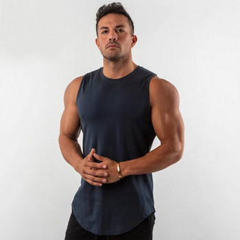 Νέο Bodybuilding Tank Tops Ανδρικά Γυμναστήριο Γυμναστήριο Βαμβακερό αμάνικο πουκάμισο Ανδρικό μονό γιλέκο κάτω μπλούζα Crossfit Ρούχα