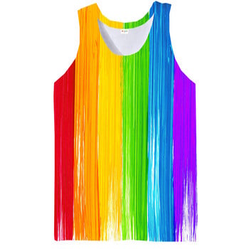 Rainbow Tank Top for Men 3D Print Πολύχρωμο αμάνικο μοτίβο Κορυφαίο γραφικό γιλέκο πολύχρωμο Tees Sport Gym Beach Tanks