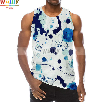 Rainbow Tank Top for Men 3D Print Πολύχρωμο αμάνικο μοτίβο Κορυφαίο γραφικό γιλέκο πολύχρωμο Tees Sport Gym Beach Tanks
