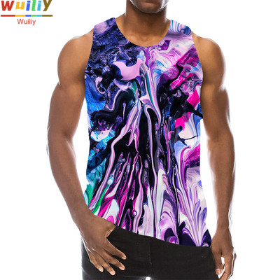 Rainbow Tank Top for Men 3D Print Πολύχρωμο αμάνικο μοτίβο Κορυφαίο γραφικό γιλέκο πολύχρωμο Tees Sport Gym Beach Tanks