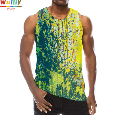 Rainbow Tank Top for Men 3D Print Πολύχρωμο αμάνικο μοτίβο Κορυφαίο γραφικό γιλέκο πολύχρωμο Tees Sport Gym Beach Tanks