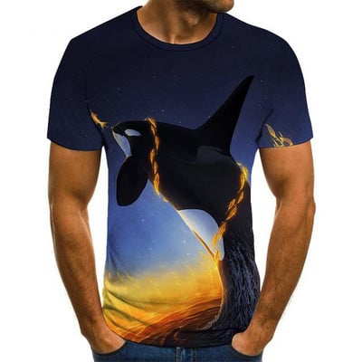 2022 új nyári 3D nyomott póló halmintás alkalmi férfi divat póló Trend Cool férfi póló Fish Hip Hop rövid ujjú