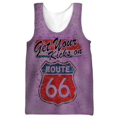 2022. aasta suvi New Route 66 Letter, 3D-prinditud varrukateta jahedad püksid, meeste fitness, lihasevest, hipsteri vabaaja tänavarõivaste topid