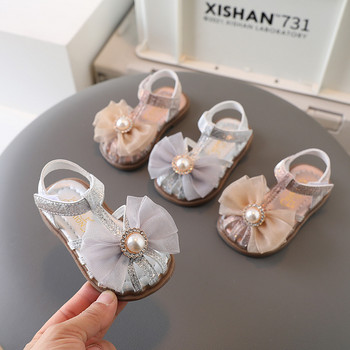 Бебешки обувки Летни сандали за принцеси за момичета Модни сладки панделки Меки неплъзгащи се плоски обувки Детски плажни сандали H862
