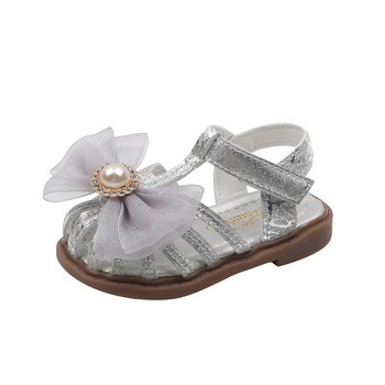 Бебешки обувки Летни сандали за принцеси за момичета Модни сладки панделки Меки неплъзгащи се плоски обувки Детски плажни сандали H862