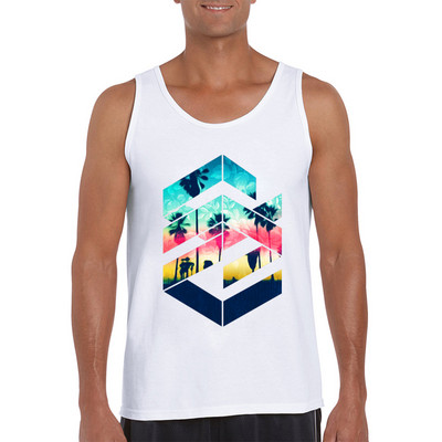 2021 New Fashion Men Summer Tank tops Geometric Sunset beach printed ανδρικό ρετρό στυλ casual γιλέκο