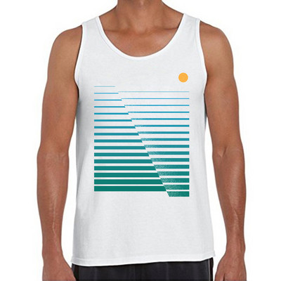 2021 New Fashion Men Summer Tank tops Geometric Sunset beach printed ανδρικό ρετρό στυλ casual γιλέκο