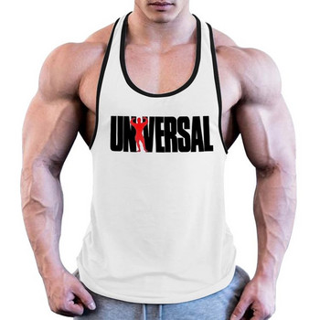 Мъжки фитнес Muscle Men 100% памук, абсорбиращи потта тънки презрамки Global Printing Tough Guy Vest Sports Training