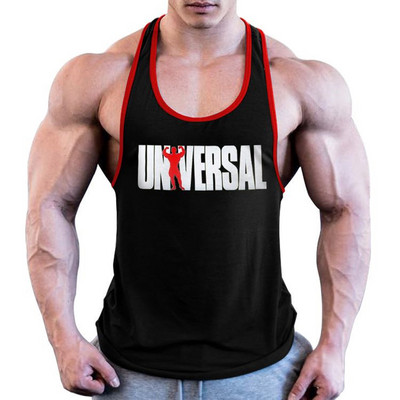 Мъжки фитнес Muscle Men 100% памук, абсорбиращи потта тънки презрамки Global Printing Tough Guy Vest Sports Training