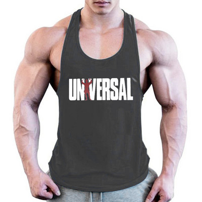 Meeste Fitness Muscle Mehed 100% puuvillane higineelavad õhukesed õlarihmad globaalse trükiga karm meeste vest, sporditreening