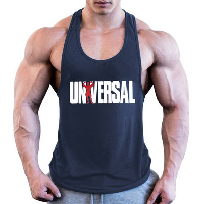 Meeste Fitness Muscle Mehed 100% puuvillane higineelavad õhukesed õlarihmad globaalse trükiga karm meeste vest, sporditreening