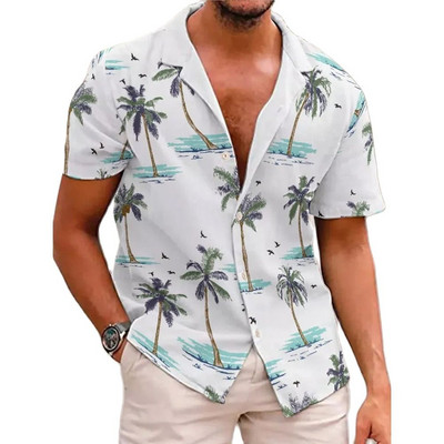 Nyári férfi hawaii ing ünnepi alkalmi blúz 3d kókuszmintás ingek férfiaknak túlméretezett rövid ujjú 5xl felsők póló férfi