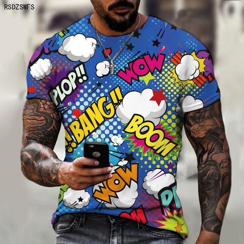 Új európai és amerikai divatos 3D háromdimenziós rövid ujjú póló Férfi Tough Guy Sport Futás Fitness Terep