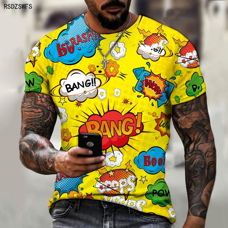 Új európai és amerikai divatos 3D háromdimenziós rövid ujjú póló Férfi Tough Guy Sport Futás Fitness Terep