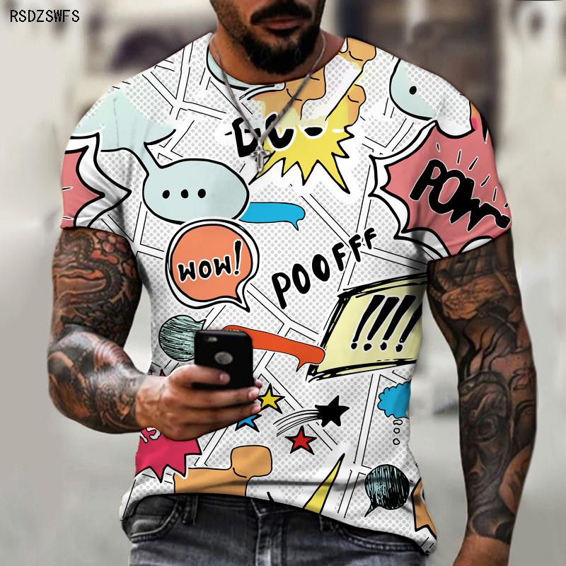 Új európai és amerikai divatos 3D háromdimenziós rövid ujjú póló Férfi Tough Guy Sport Futás Fitness Terep