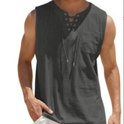 Suures suuruses suvised meeste V-kaelusega särgid Lihtsa värviga moodne meeste vest Hawaii varrukateta särk Kerge meeste riided