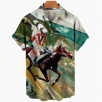 Cămașă de cowboy pentru bărbați de modă Cămăși de cowboy cu imprimeu 3d pentru bărbați, clasic, cu mânecă scurtă, vintage, tricou, bluză supradimensionată, pentru bărbați