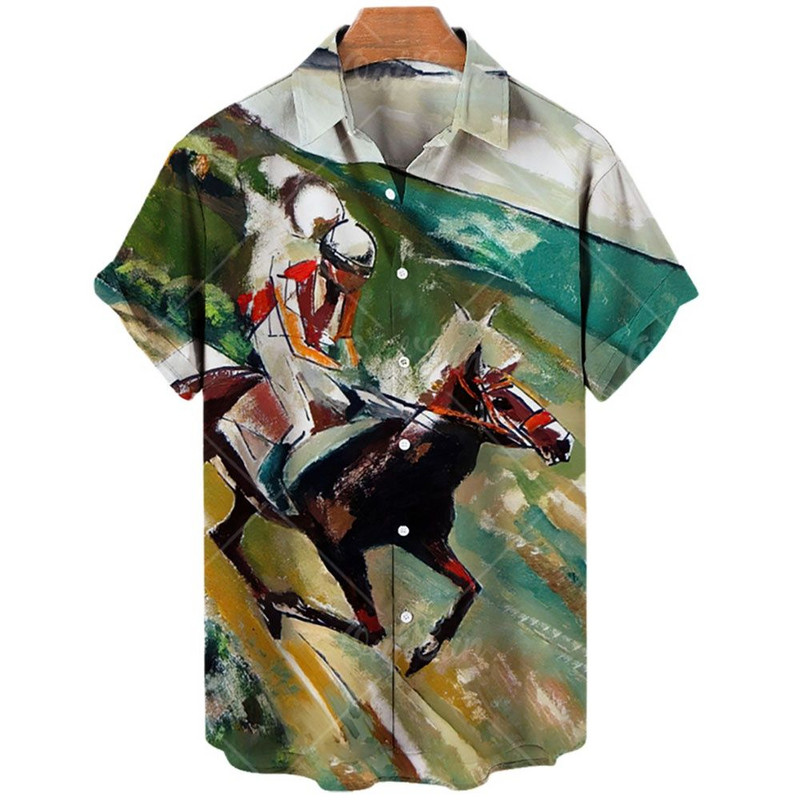 Cămașă de cowboy pentru bărbați de modă Cămăși de cowboy cu imprimeu 3d pentru bărbați, clasic, cu mânecă scurtă, vintage, tricou, bluză supradimensionată, pentru bărbați