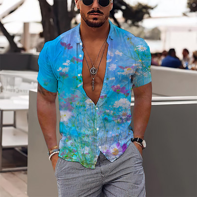 2023. gada Havaju salu tropu vīriešu krekli Vīriešu 3D apdruka, brīvdienu blūze ar īsām piedurknēm Harajuku 5xl lielizmēra topi T-krekls vīrietis