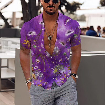 2023. gada Havaju salu tropu vīriešu krekli Vīriešu 3D apdruka, brīvdienu blūze ar īsām piedurknēm Harajuku 5xl lielizmēra topi T-krekls vīrietis